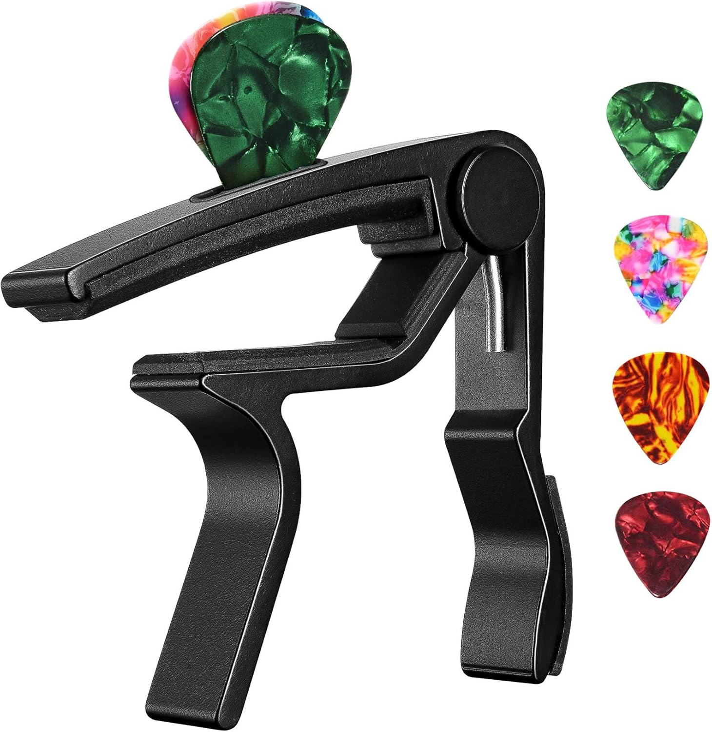Guitar Capo, with Pick Holder Capo and Pick for Acoustic Electric Guitar,Ukulele