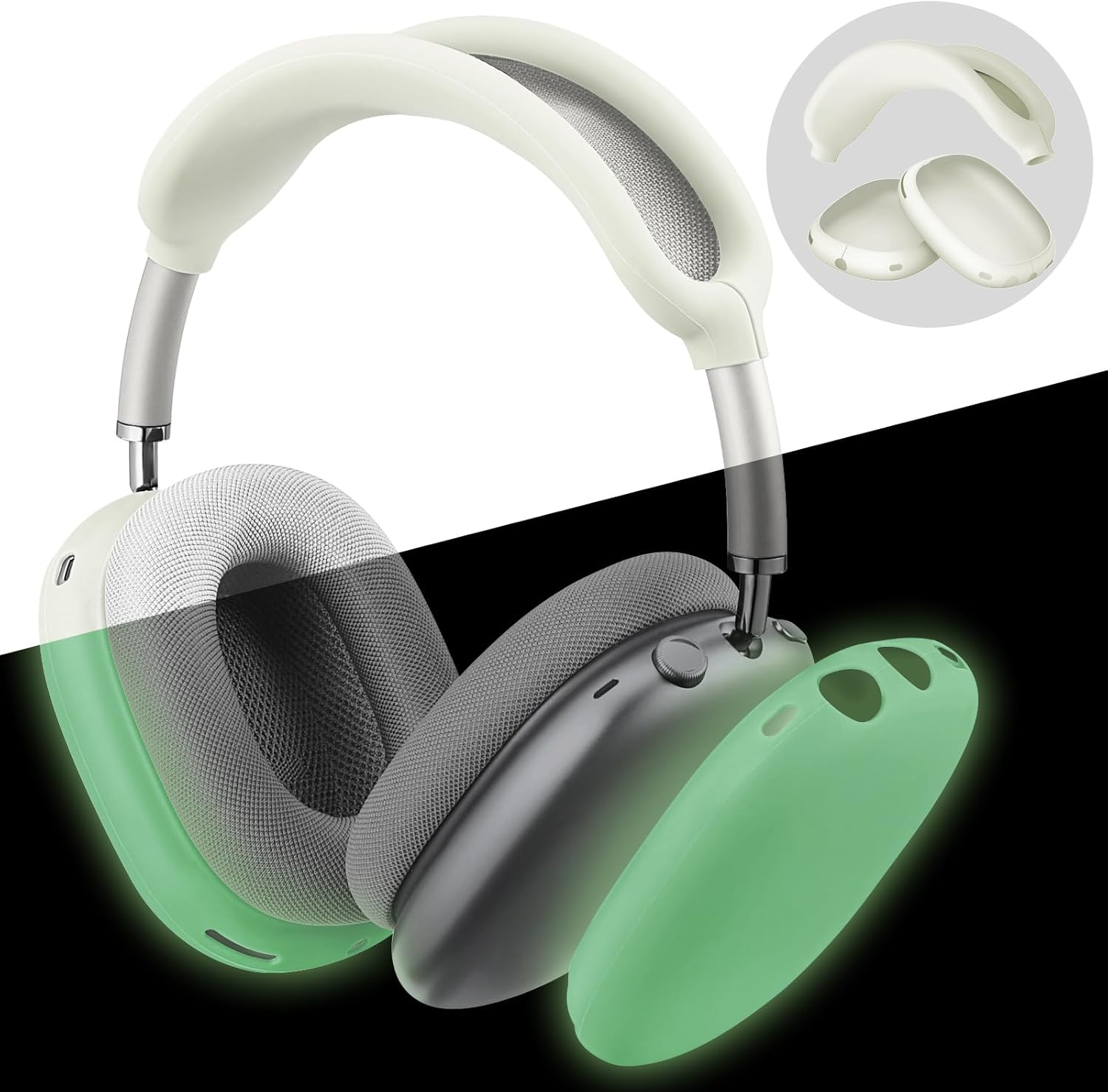 Fintie Silicone Case Cover for Airpods Max Headphones - Anti-Scratch Ear Cups and Headband Cover, Accessories Skin Protector (Black)