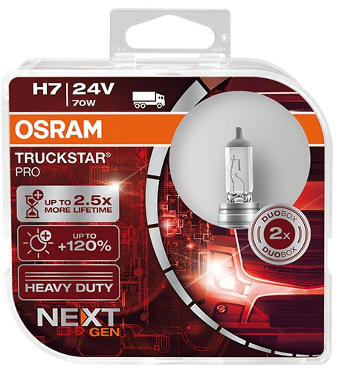 OSRAM 64196TSP TRUCKSTAR PRO H4 Halogen Headlamp, 64196TSP, 24 V Commercial Vehicle, Folding Carton Box (1 Unit) image number 4