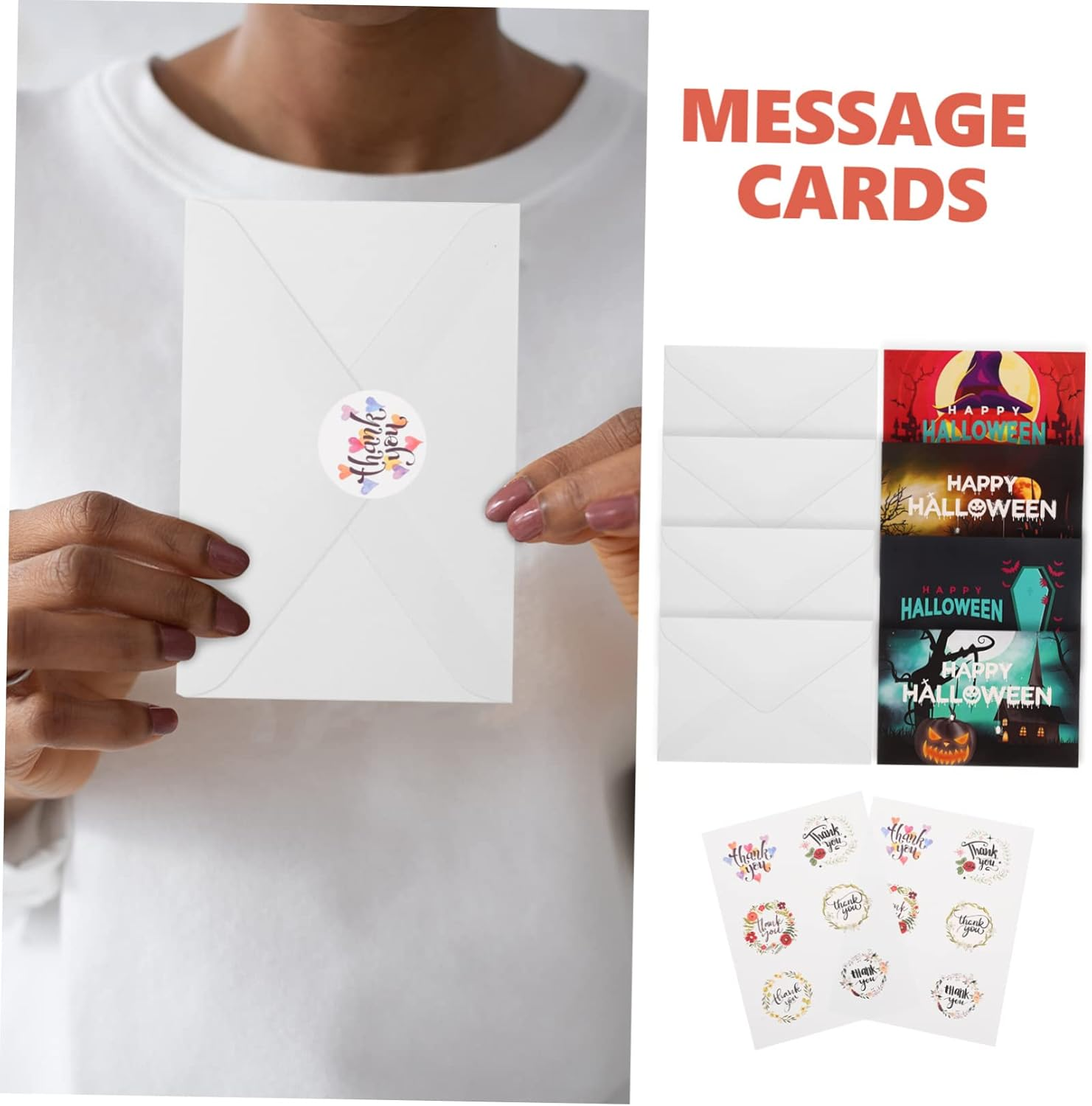 Gadpiparty 12 Sets Halloween Card Happy Halloween Greeting Card Halloween Party Card Message Cards Halloween Envelops Ghost Decor Festival Blessing Cards Cartoon Cards Pumpkin Paper Fold image number 5