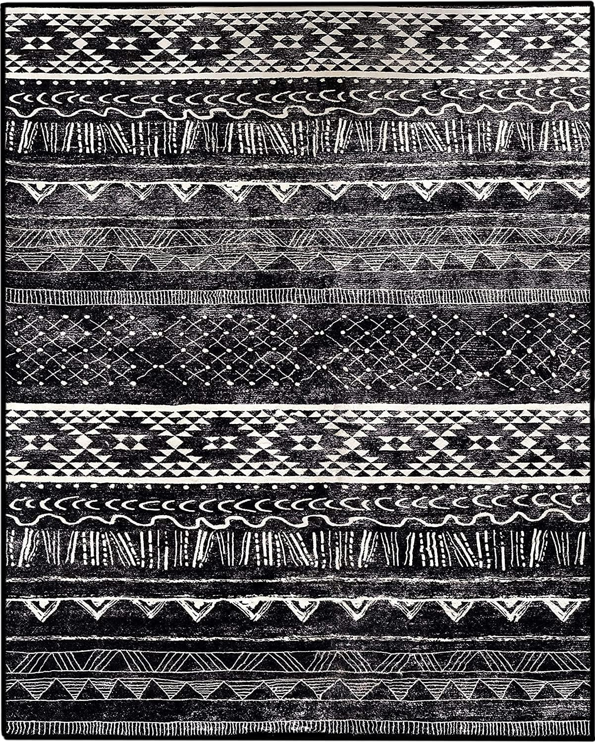 Tinyboy-Hbq Area Rug Living Room Rugs Bedroom Carpet Rug Luxury Imitation Cashmere Rug Modern Decorative Rugs for Living Room Floor Mats (Black/White) (160 * 200Cm(5.3 * 6.6Ft)) image number 1