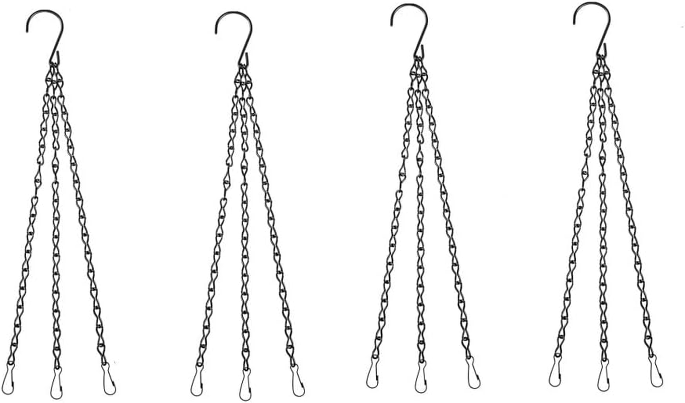 4 Pack Black Hanging Baskets Chains, Long Plant Hangers for Flower Pots, 3 Point Replacement Chain Hangers for Baskets, Bird Feeders, Planters image number 1