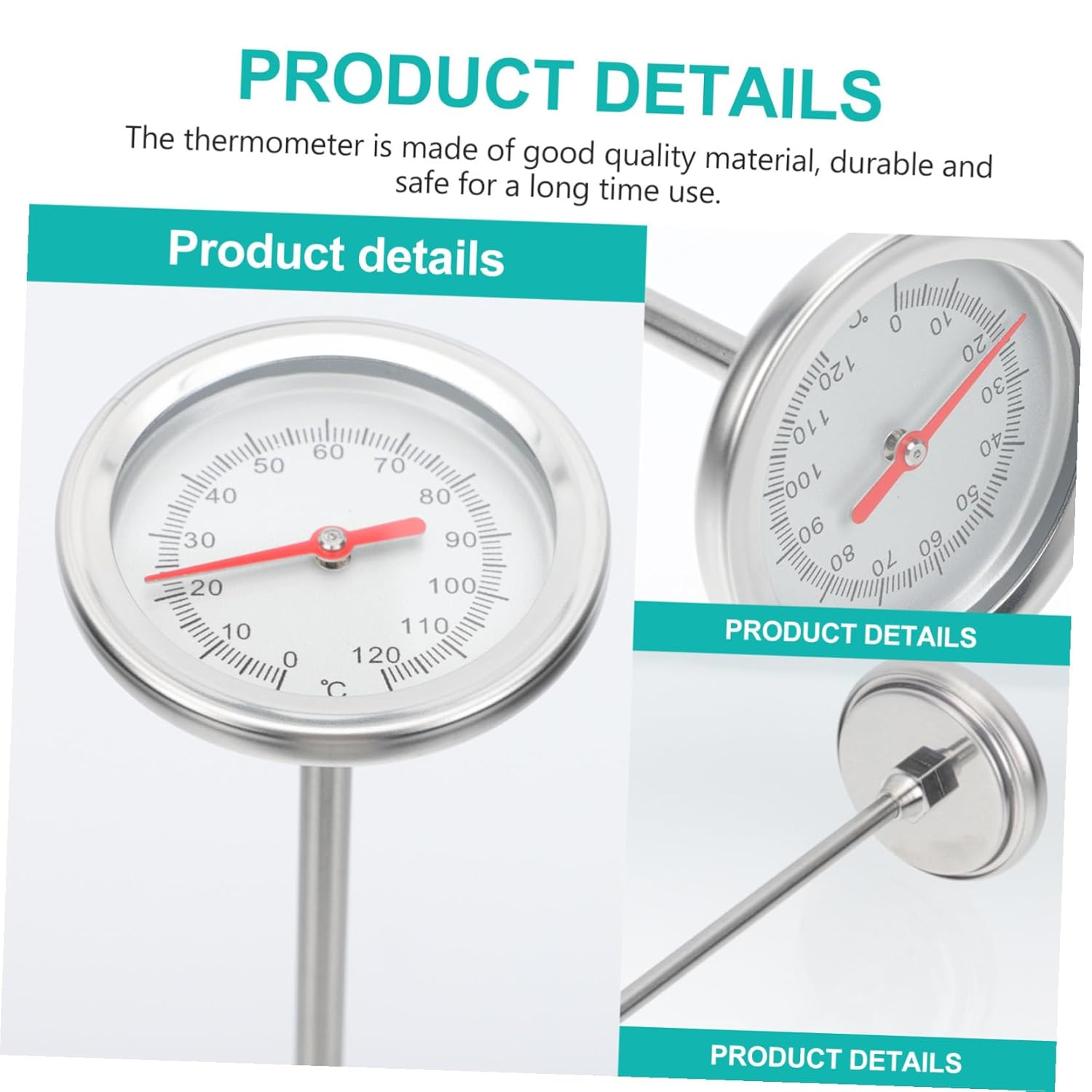 UPKOCH Stainless Steel Soil Thermometer Probe Garden Temperature Measuring Tool for Transplanting and Composting Physical Sensor Accurate C- Gardening Instrument