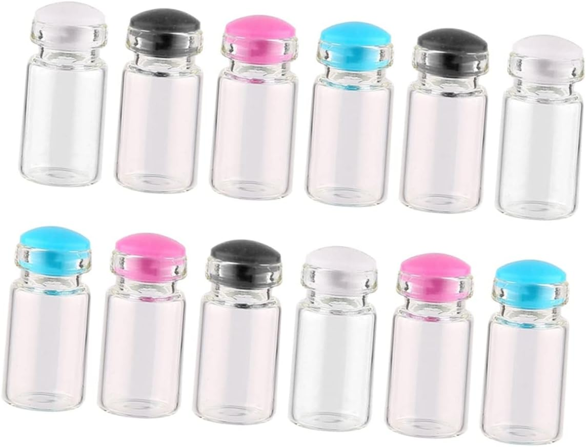 Amosfun 150Pcs Mini Wish Bottle Glass Wish Bottle Silicone Plug for DIY Message Wedding Decorations and Party Favors Random Color