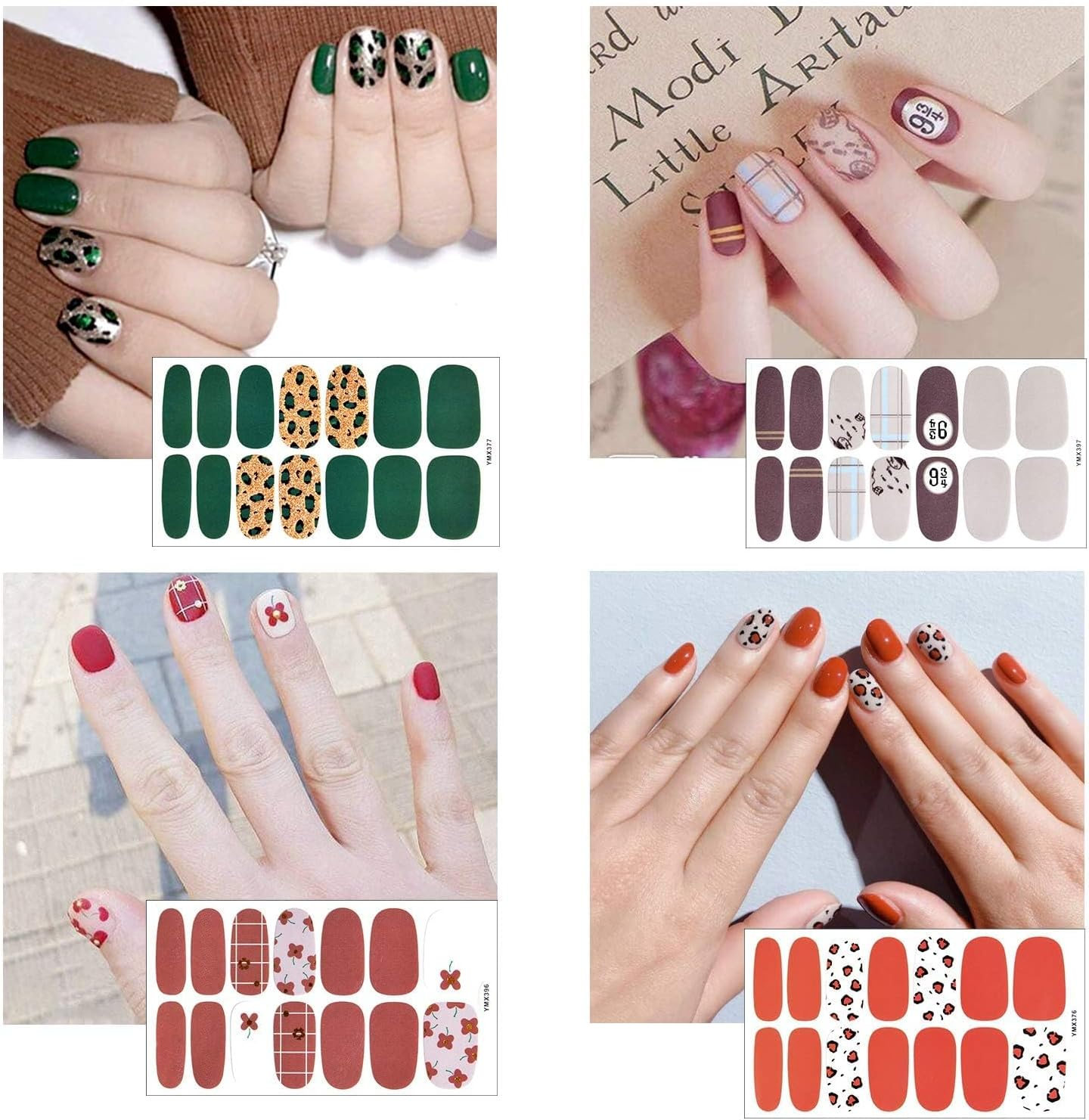 Kalolary Leopard Pattern Nail Wraps, 20 Self-Adhesive Sheets, Waterproof, Glossy, Crystal Embellishment, Adult Women'S Nail Stickers image number 3