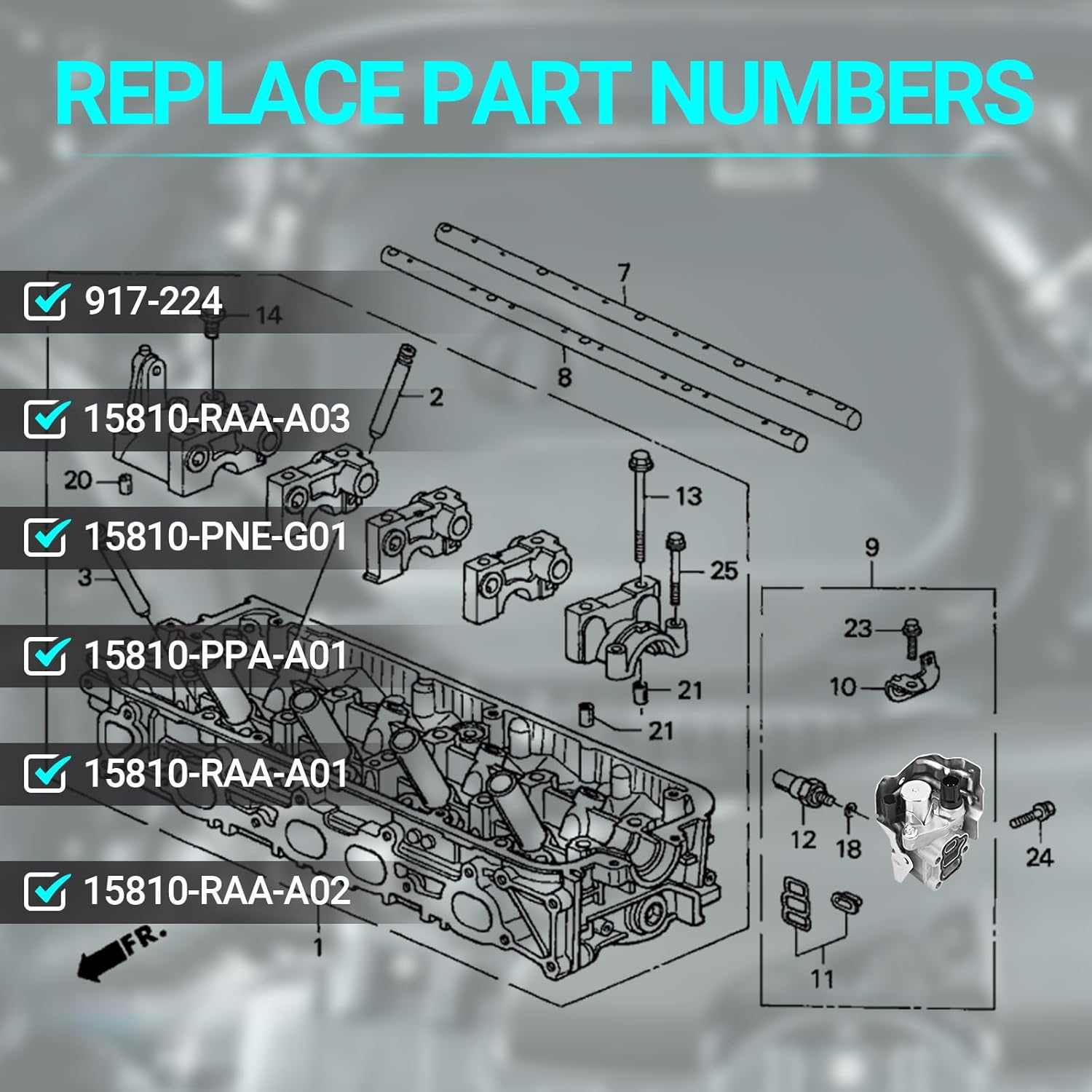 15810-RAA-A03 VTEC Solenoid Spool Valve with Oil Pressure Switch & Gasket - Fit for 2002-2011 Honda Acura - 2.4L Accord, CR-V, Element, 2.0L Civic,Rsx - Replace 15810-PNE-G01, 15810-PPA-A01, 917-224 image number 5