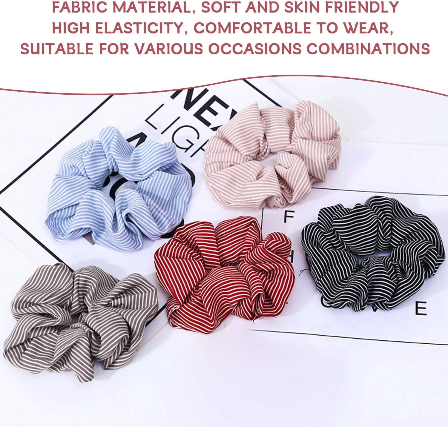 Pack of 5 Striped Hair Rings, Elastic Hair Rings, Women'S Hair Accessories, Hairstyle Tools, Simple and Versatile Hair Accessories. image number 3