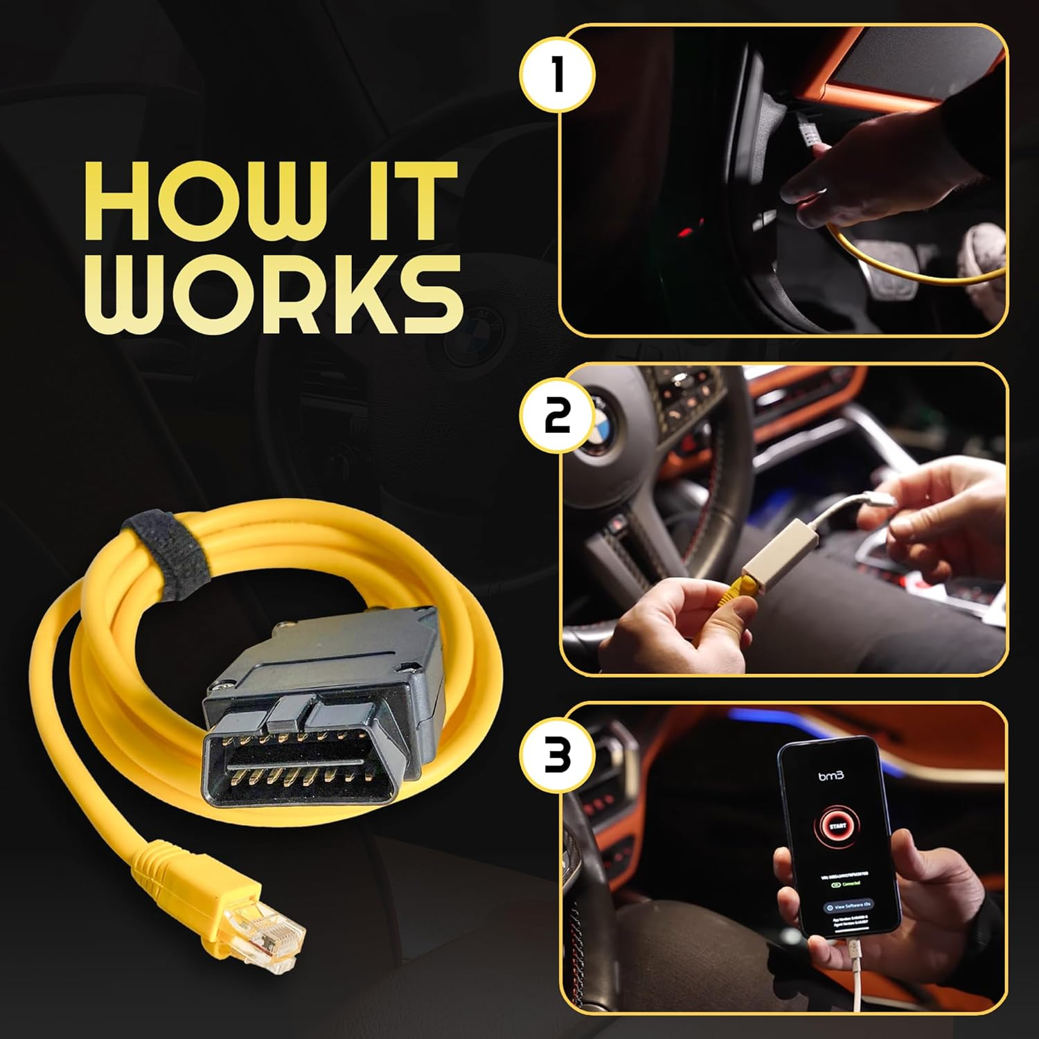 New 2M Ethernet to OBD Interface Cable E-SYS ICOM Coding F-Series for BMW ENET image number 1