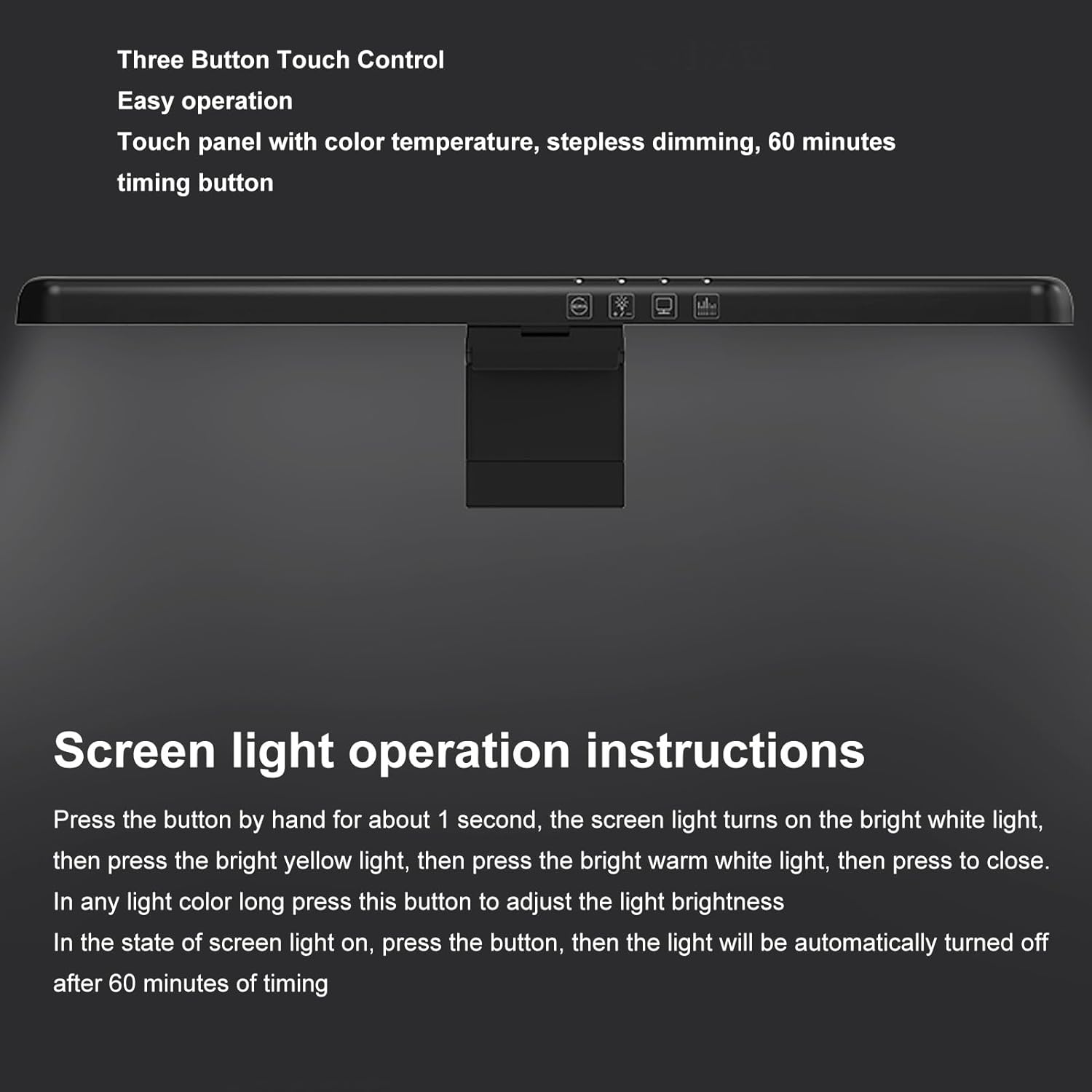 Curved Monitor Light Bar for Computer Screen, Dimmable Eye Asymmetrical Light Source with Type C Interface, Clip for Curved Screen image number 3