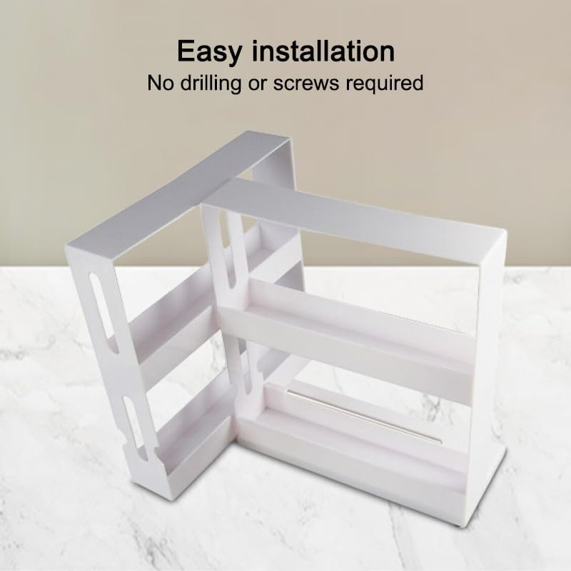 Leona Co Cabinet Caddy, Sliding Spice Rack Organizer for Cabinet, Just Pull & Rotate, Storage 20 Bottles Each, Cupboard Swivel Organizer, Non-Skid Base, 28Cm X 27Cm X 10Cm image number 1