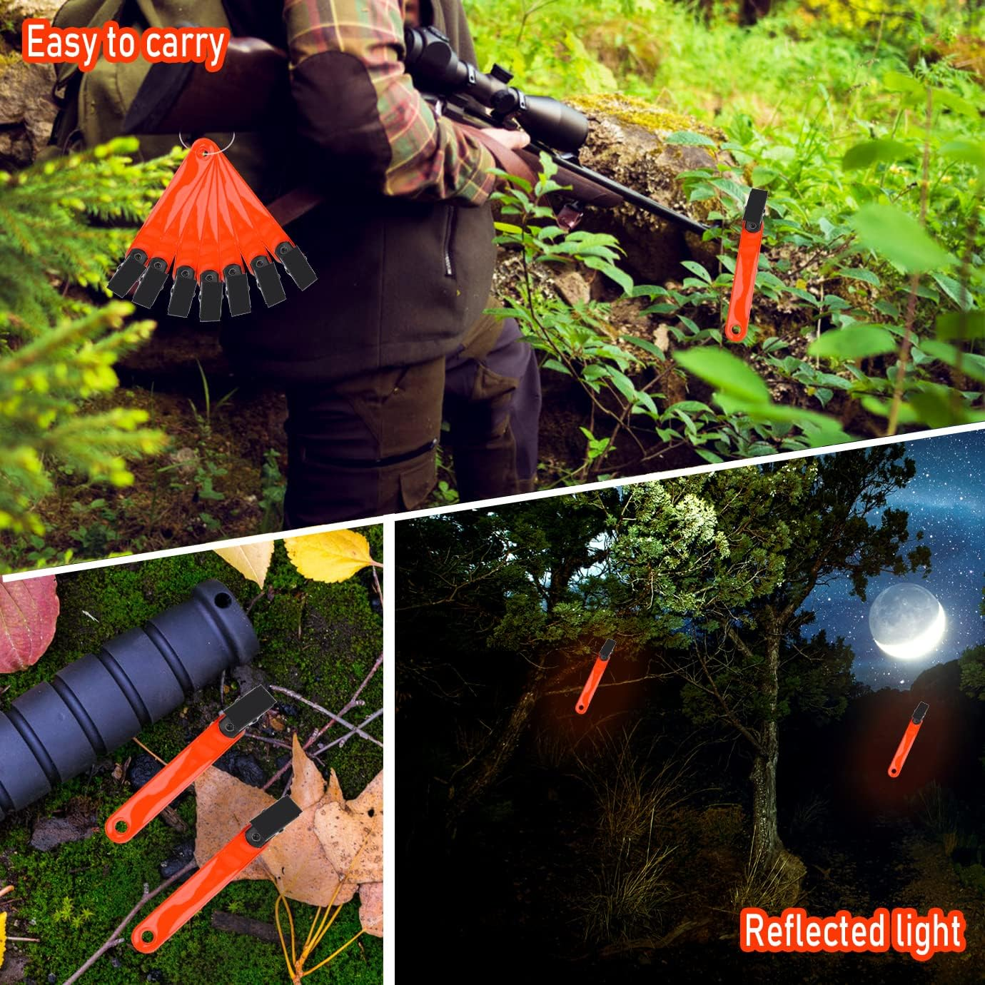 WXJ13 36 Pack Trail Markers with Clips Tacks Hunting Reflector High-Visibility Tree Trail Markers Reflective Trail Markers for Tree-Stand Hunting Outdoor Hiking Hunting (Orange) image number 3