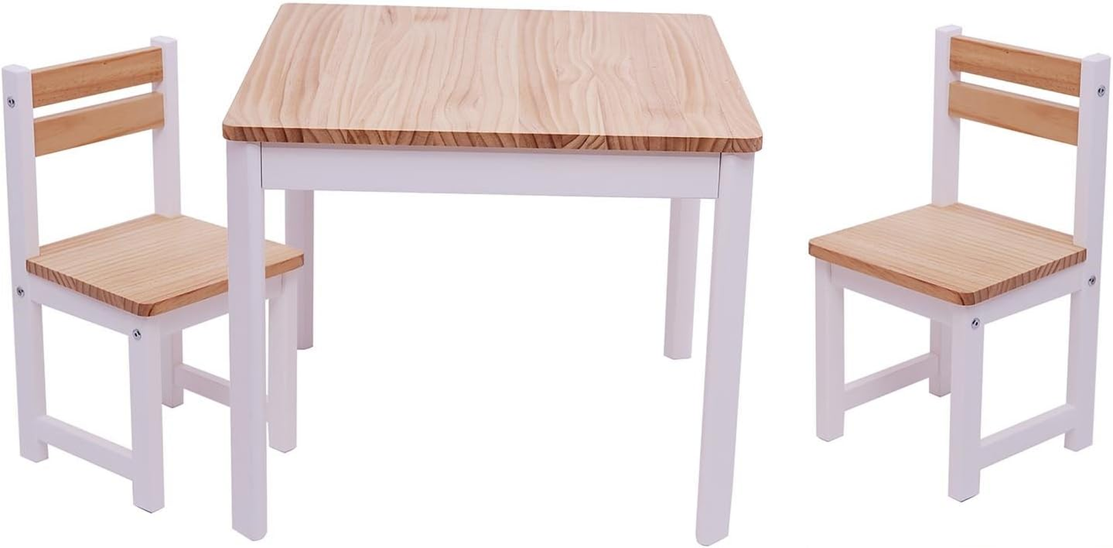 Tikk Tokk Little Boss Square 3 Piece Timber Table & Chair Set, White/Natural image number 1