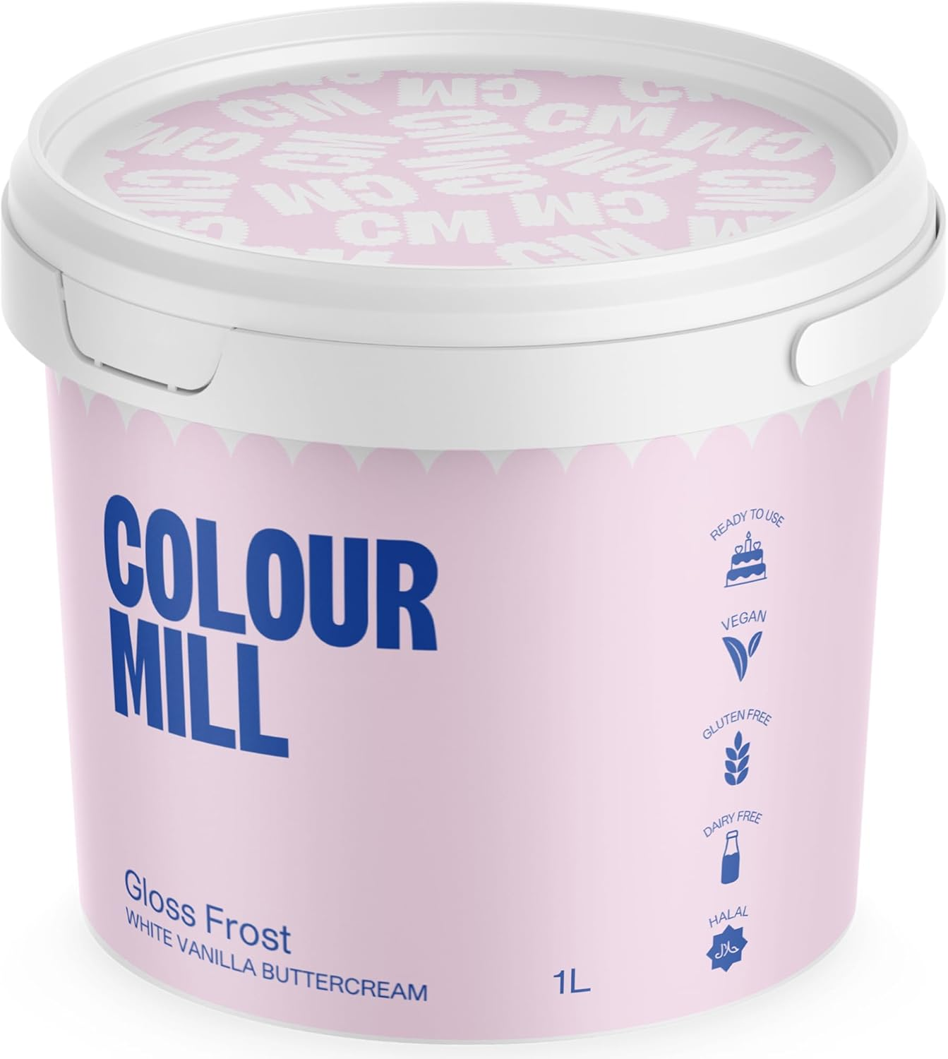 Colour Mill White Gloss Frost Swiss Meringue Style Vanilla Buttercream for Cupcake Swirls and Cakes - 1L image number 1