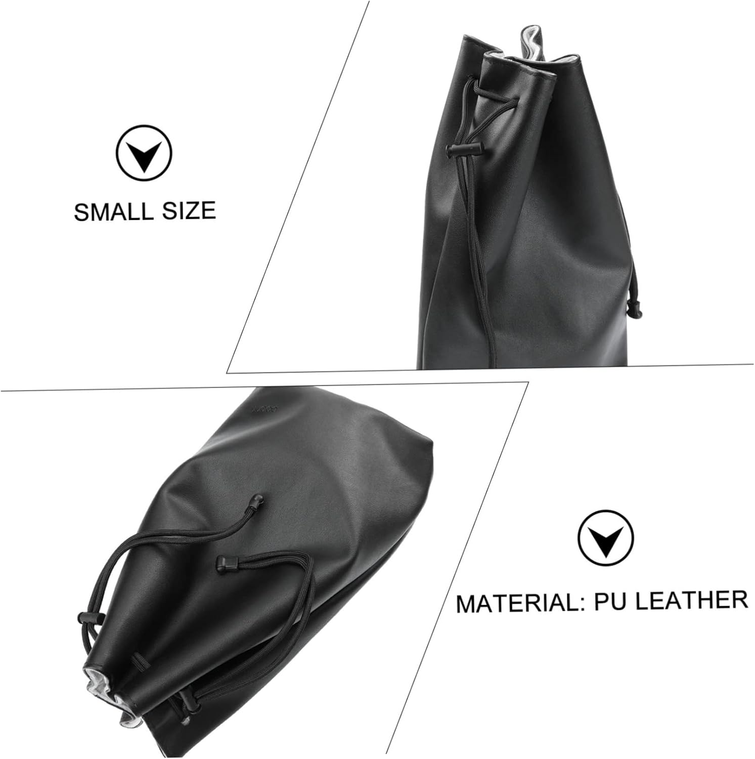 Beaupretty Pu Leather Hair Dryer Storage Bag Hanging Hook Hair Curler and Straightener Organizer Travel Carrying Case Black