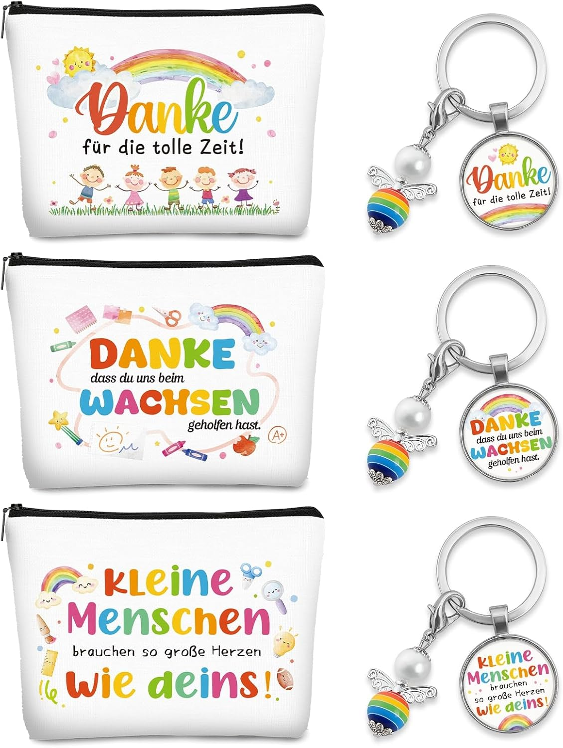 Teacher Canvas Cosmetic Bag with Keyring, 3 Sets