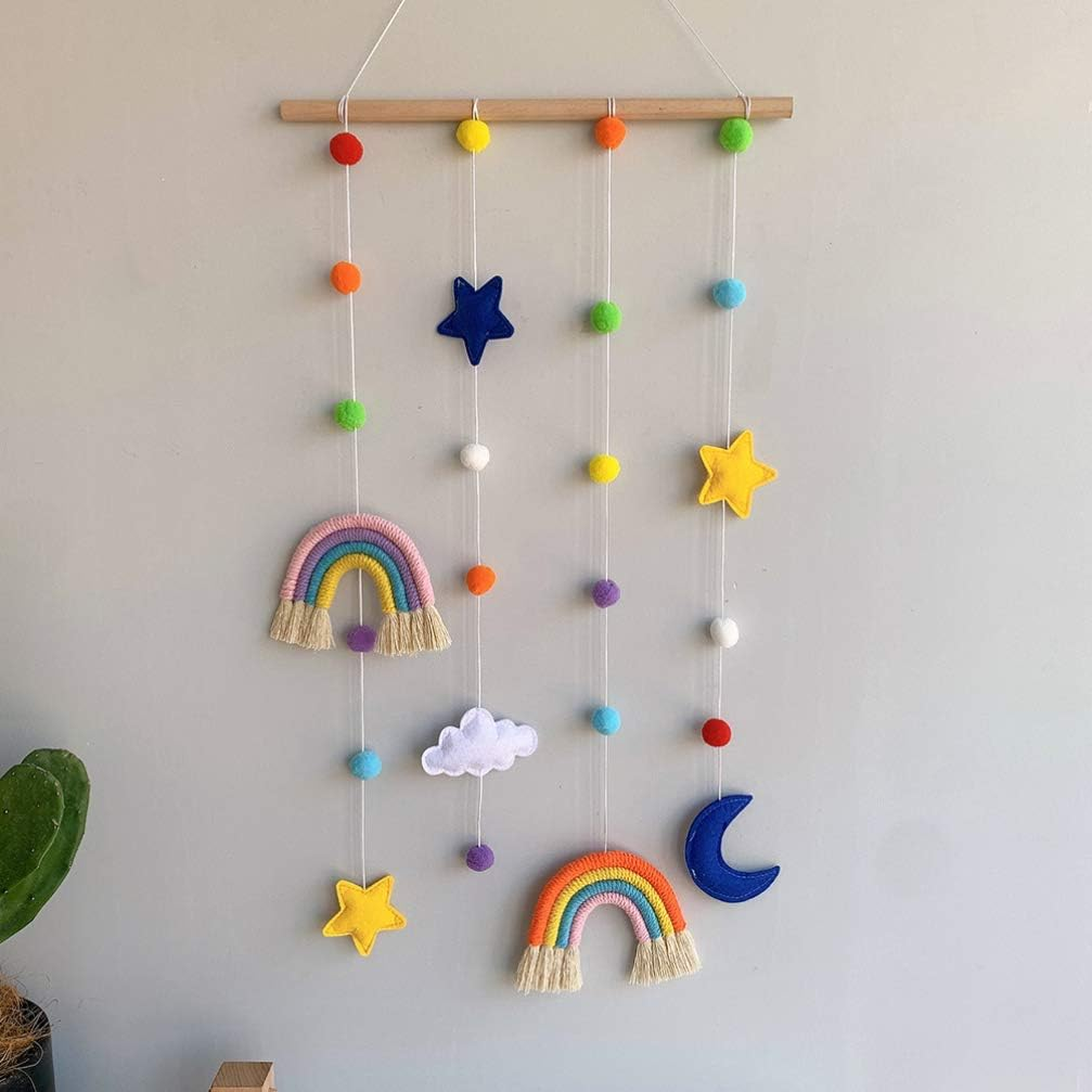 KESYOO Hanging Photo Display Wall Hanging Decorations Baby Nursery Ceiling Mobile Cloud Star Moon Hanging Ornament Baby Shower Kids Room Hanging Decorations image number 3