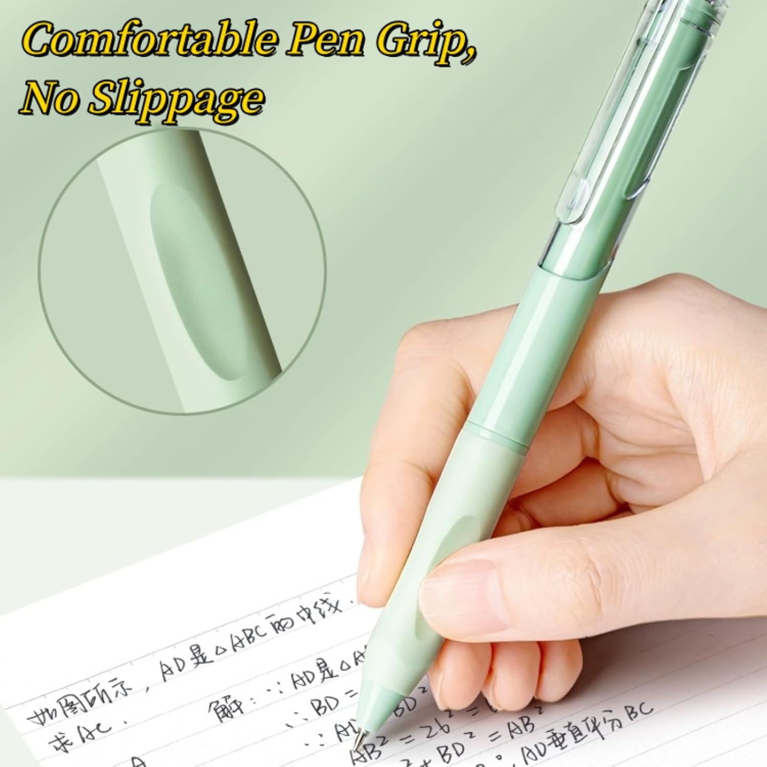 MAIHUO 5Pcs Green Gel Pens,Quick Drying Press Gel Pen,0.5Mm Black Ink Pens,Aesthetic Gradient Color Barrel,Green Stationary,Cute School Supplies - Colours image number 4