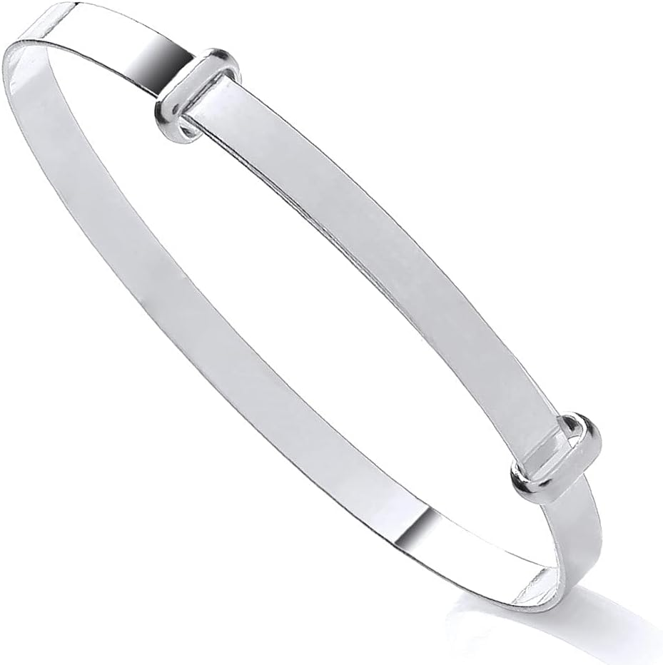 Old English Jewellers Sterling Silver Expanding Baby Bangle - Plain, 6.5 Inch, Sterling Silver