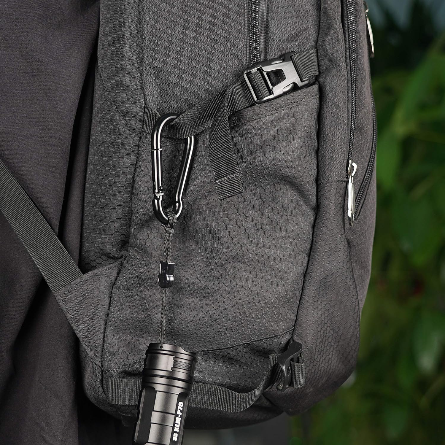 Carabiner 3 Inch Black Spring Snap Hook Steel Clip Link Buckle Heavy Duty 8X80Mm 4Pcs for Outdoor Camping Hiking Hammock Swing