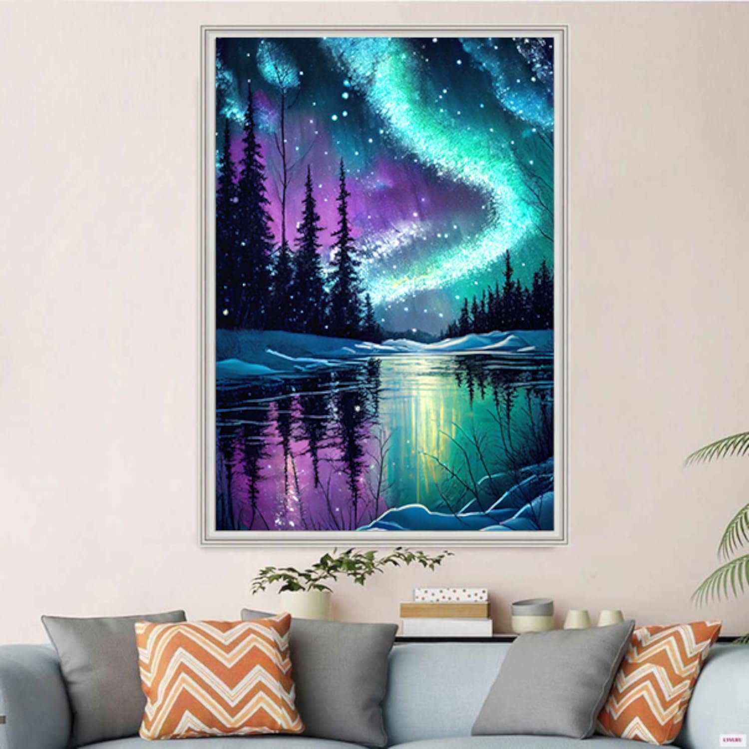 Diamond Painting Kits for Adults, Aurora Full Drill round Diamond Art Diamond Dots Suitable Home Wall Decor Gem Art 12X16Inch image number 4