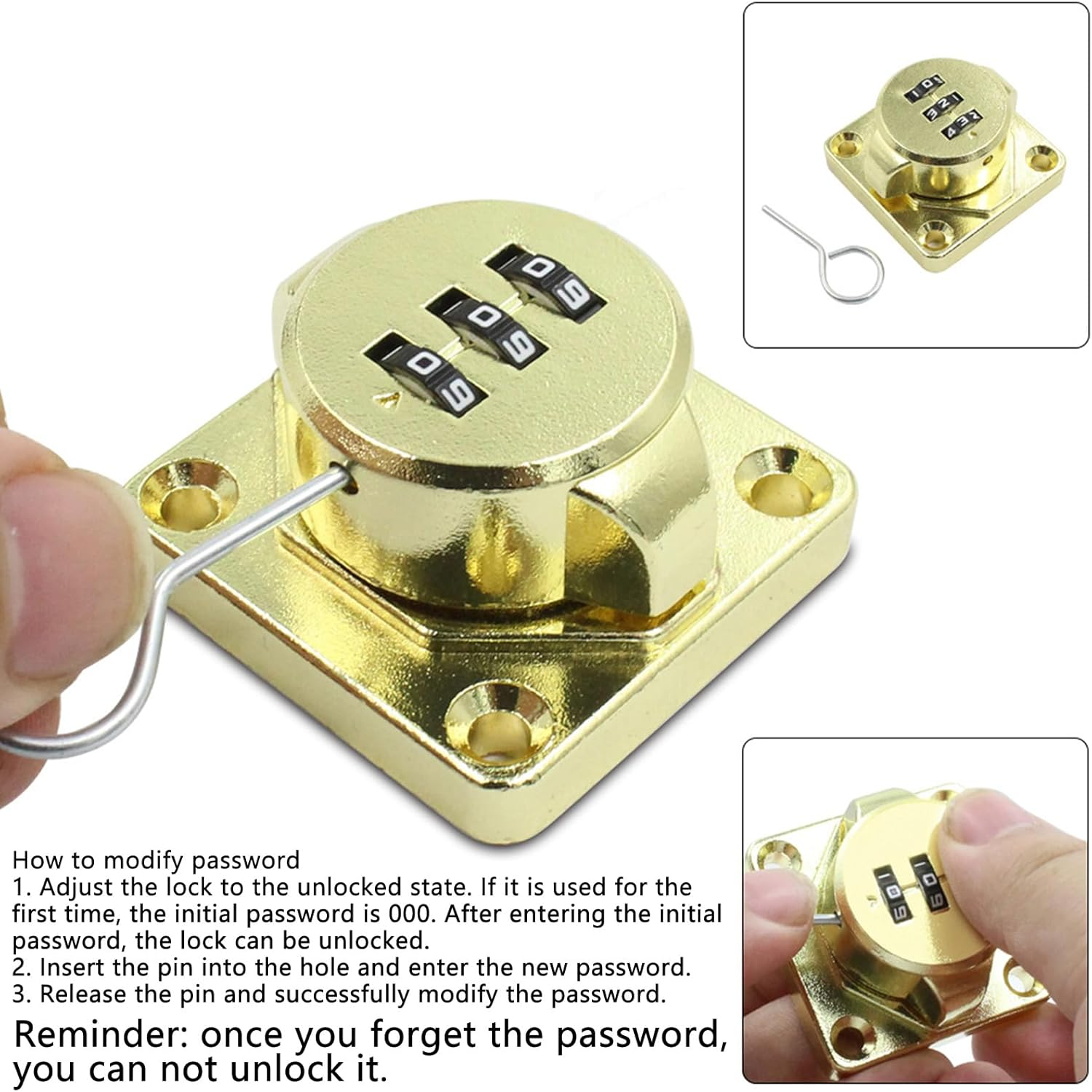 2X 4.5 Inch Mechanical Password Rotary Hasp Locks, Door Security Slide Latch Lock (Silver) image number 6