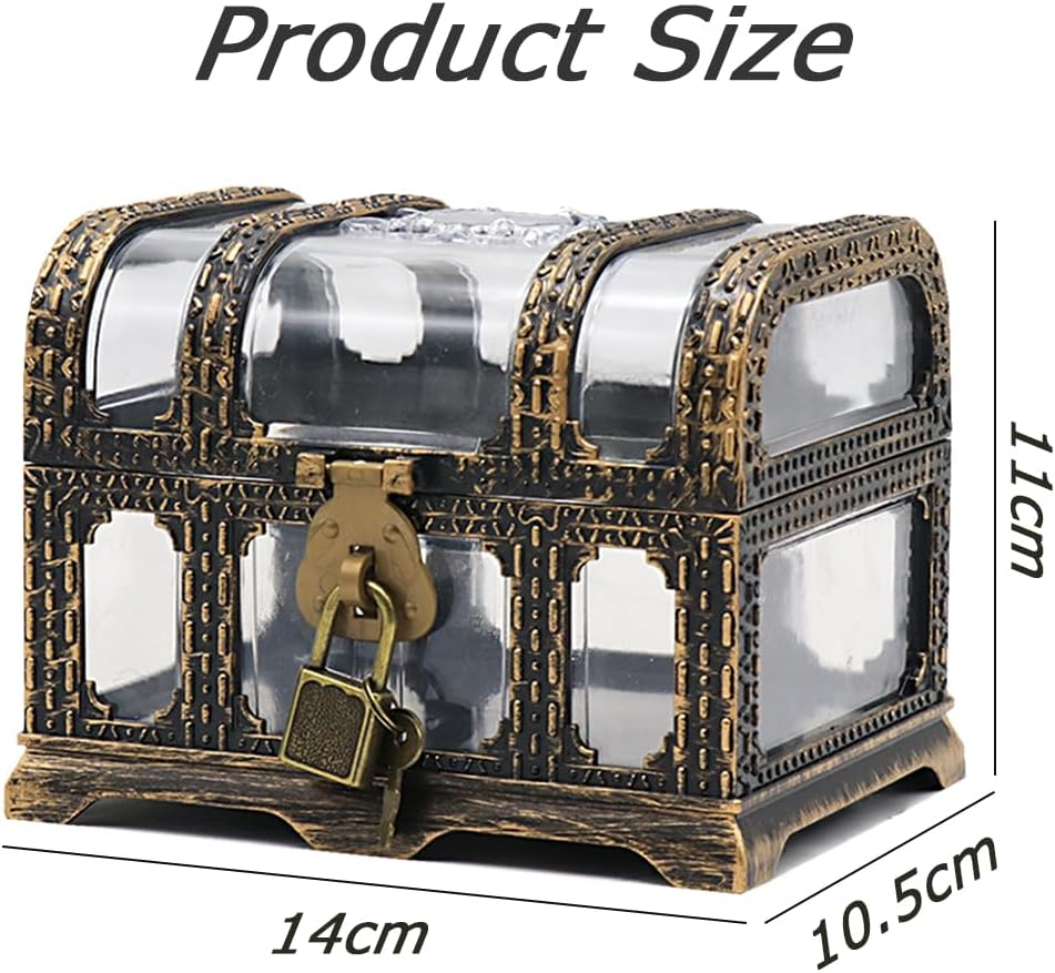 Plastic Pirate Treasure Box,Pirate Party Accessories,Pirate Chest,Item Storage Containers,Vintage Transparent Pirate Case,For Kids Party Decoration image number 6