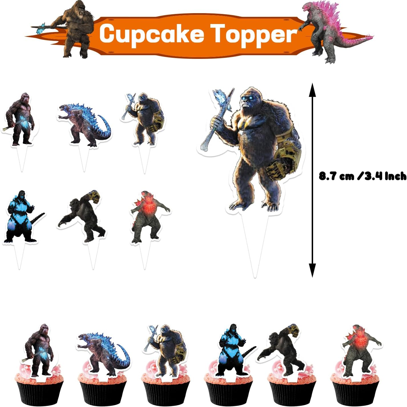Godzilla Birthday Party Supplies and Decorations - Happy Banner, Latex Balloons, Cake and Cupcake Toppers for Kid'S Decor image number 5