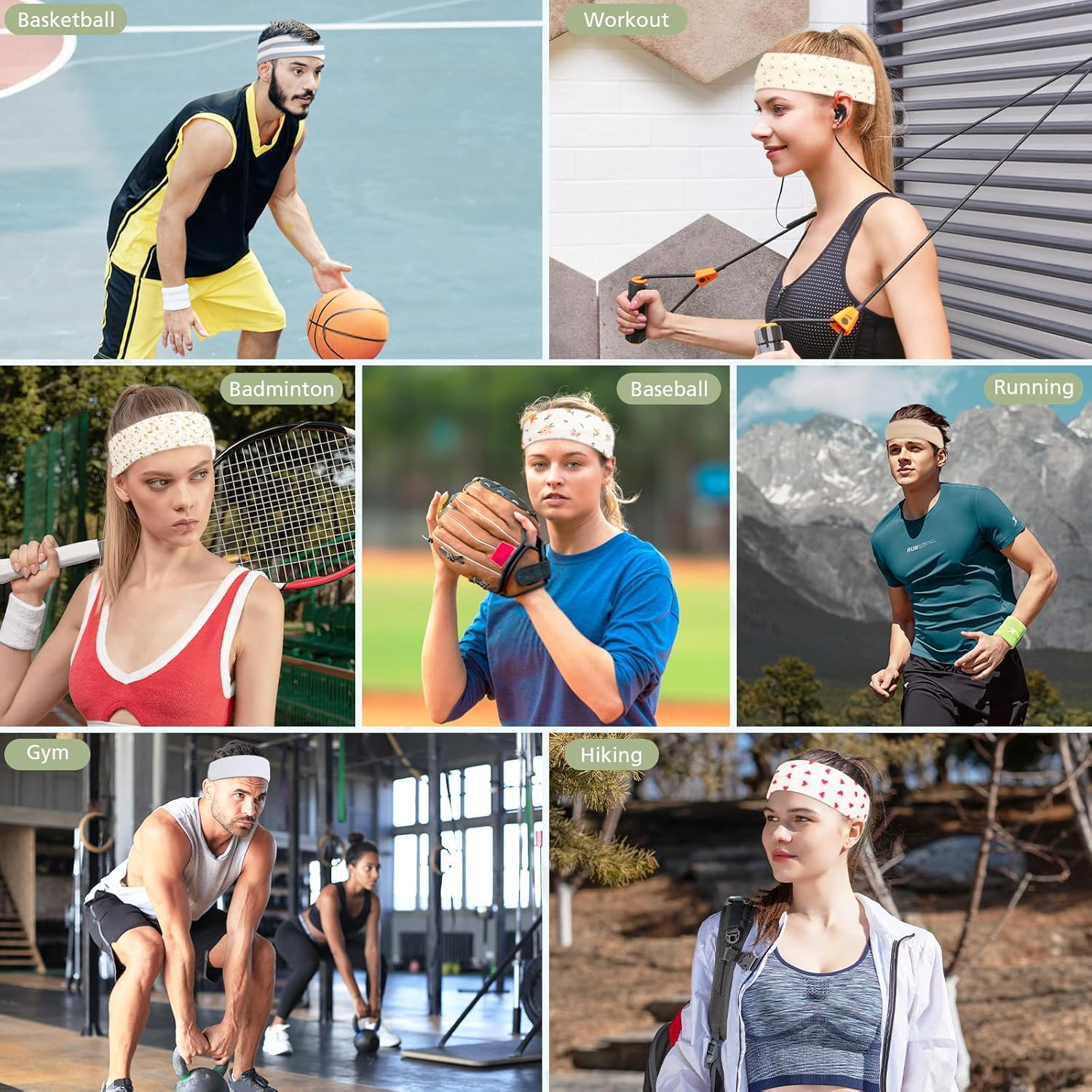 Hishexin Headbands for Women Non Slip, Stretchy Sweat Headband for Workout Yoga Running, Head Bands for Women'S Hair - 8 Pack image number 5