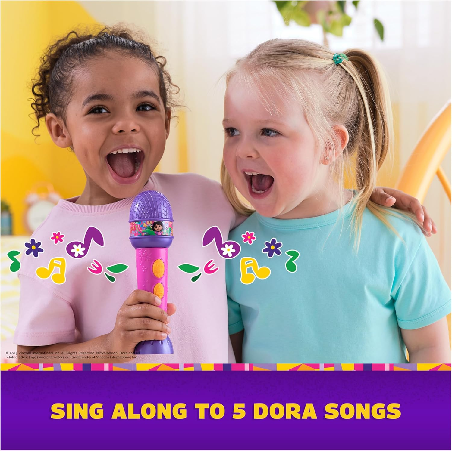 Dora, Rainforest Rhythms Microphone with Music, Sound Fx & Bilingual Phrases, Kids Toys for Girls & Boys Ages 3 and Up image number 4