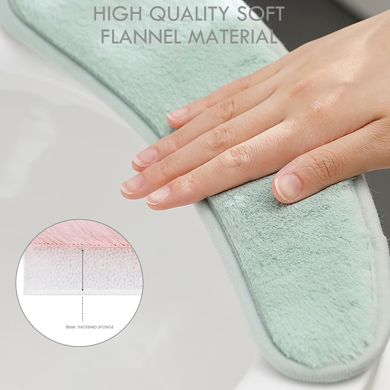 Thick and Warm Toilet Seat Cushion Cover - with Sticky Toilet Seat Cushion - Washable and Reusable Mat for Winter - Double Flap Separation, TPR Back Adhesive, Soft and Protective (Green) - Gray image number 2