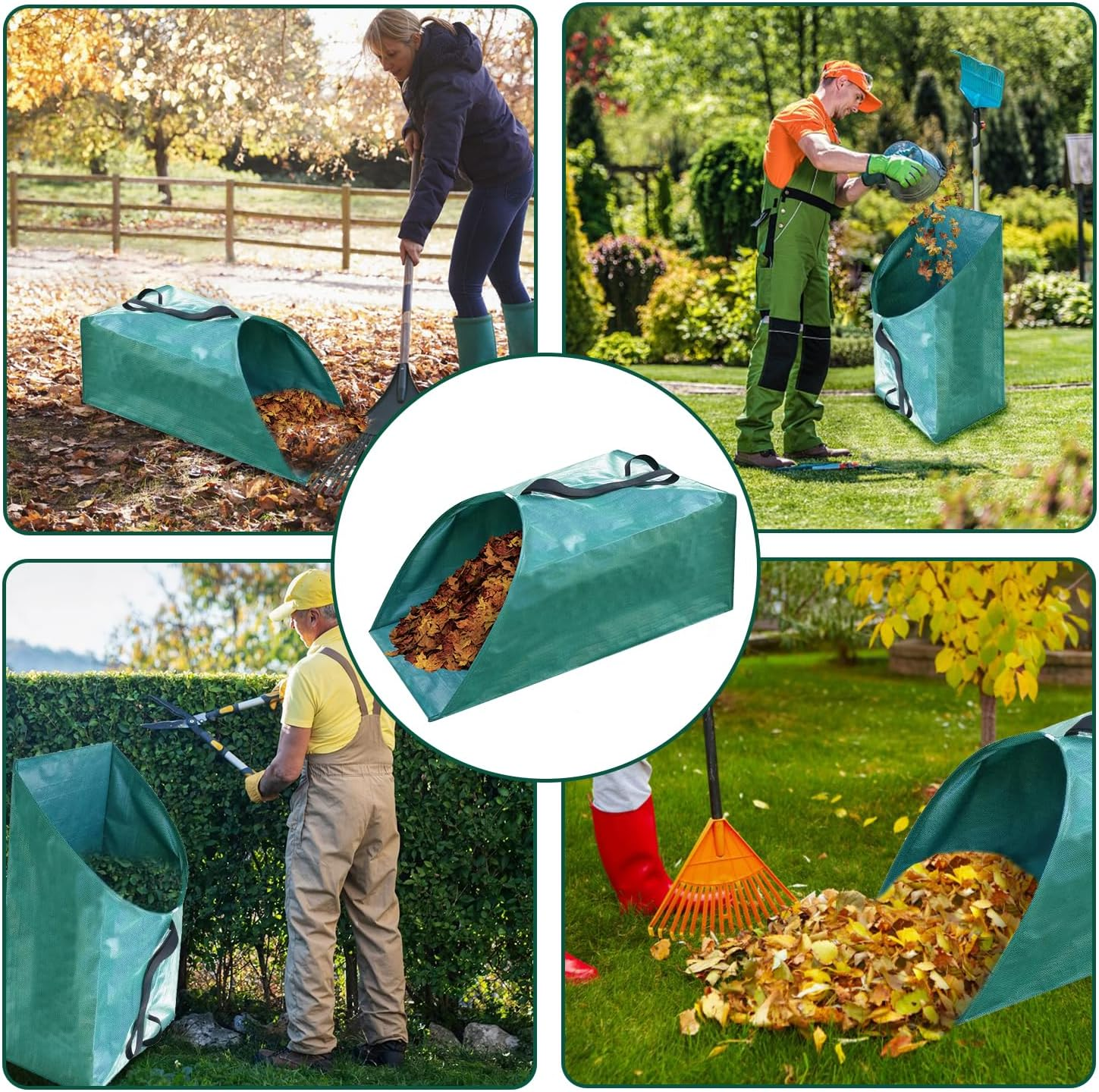 Dustpan Type Garden Waste Bag 200L X 2 Reusable Leaf Collector Heavy Duty Garden Sack Leaf Bag with Handles (Dustpan 200L) image number 1