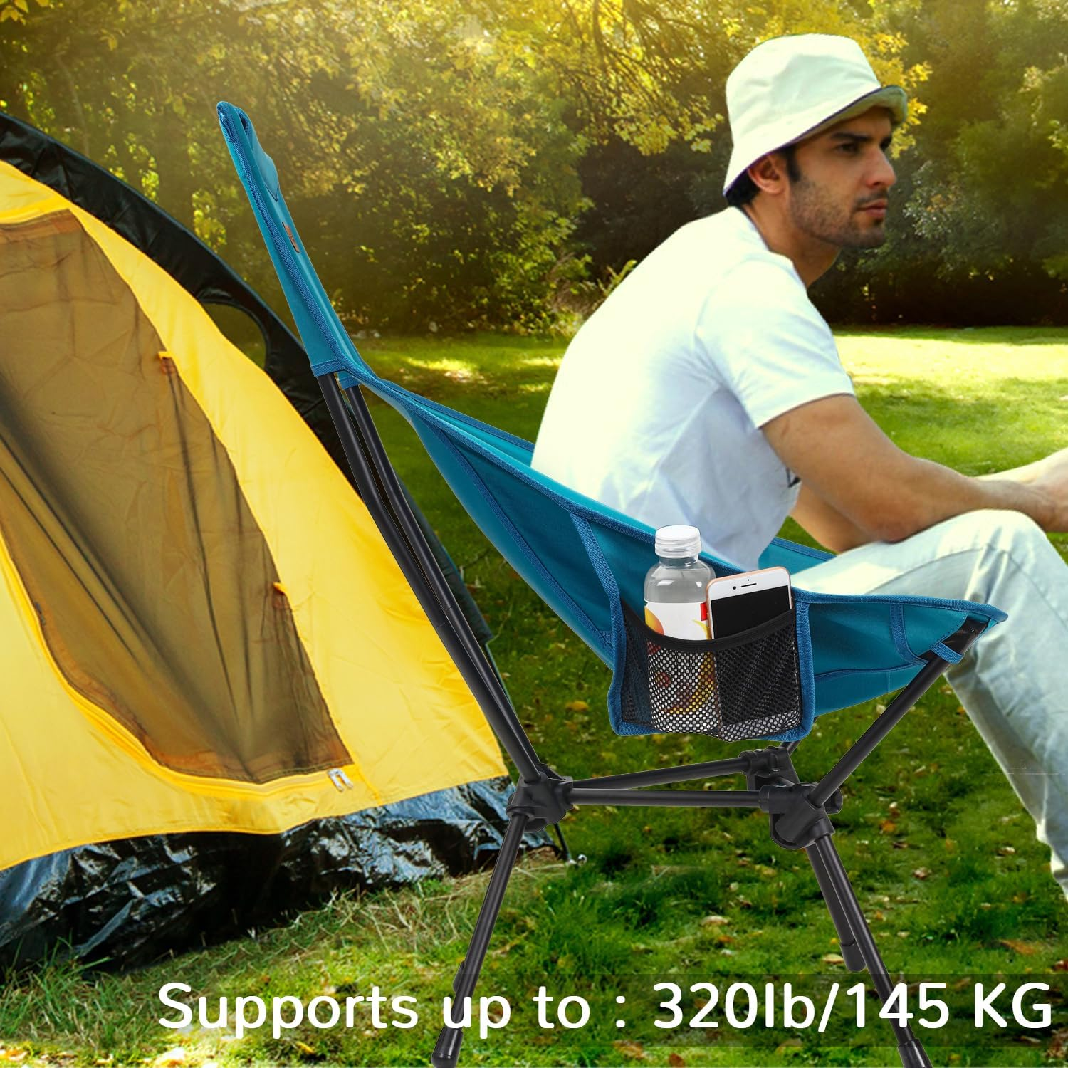 RISEPRO Upgraded Outdoor Camping Chair Portable Lightweight High Back Folding Camp Chairs with Sturdy Triangular Structure & 2-Sided Pocket for Outdoor Backpacking Hiking Travel Picnic Fishing DC image number 5