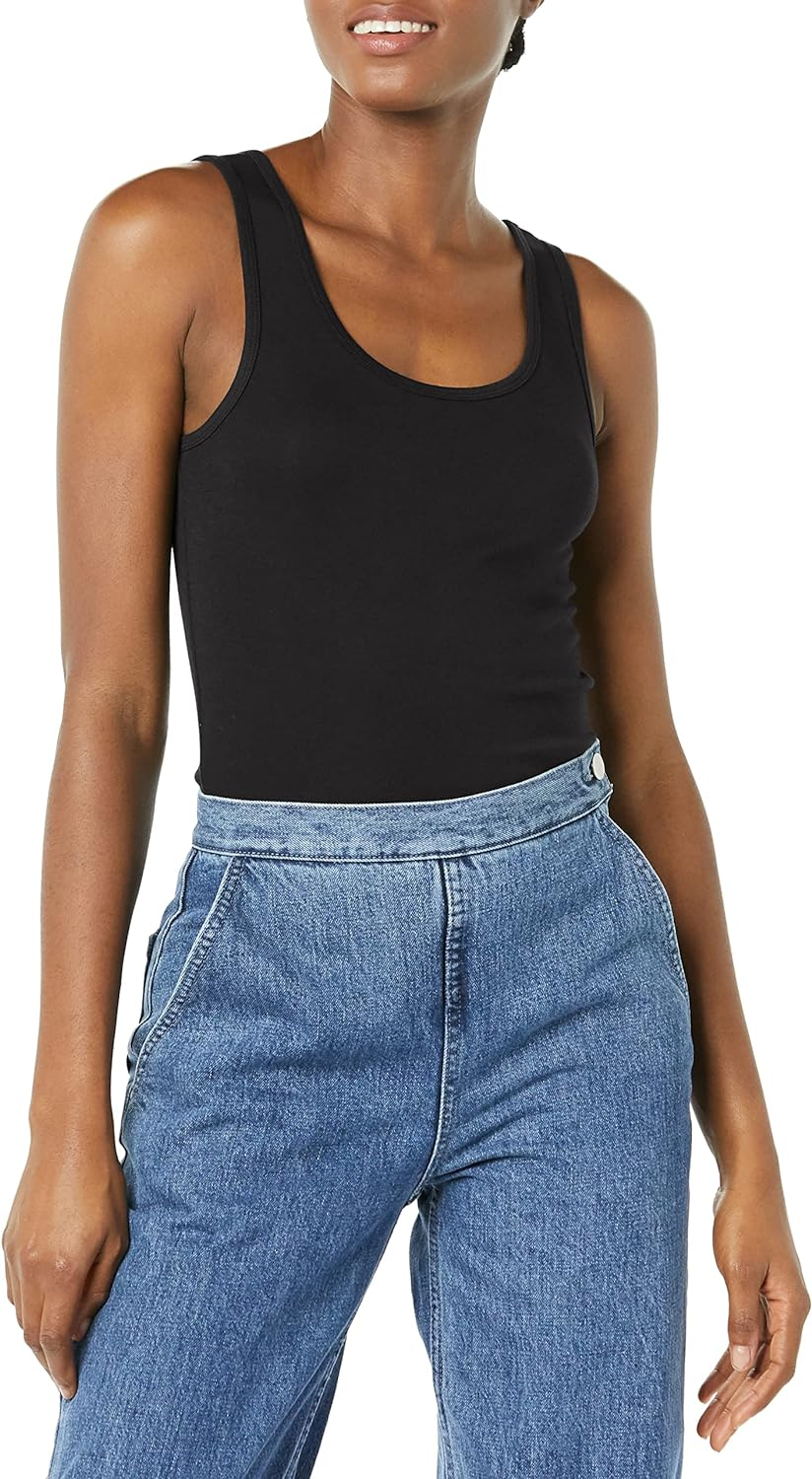Amazon Essentials Women'S Slim-Fit Tank, Pack of 2, Black/White, Small image number 3