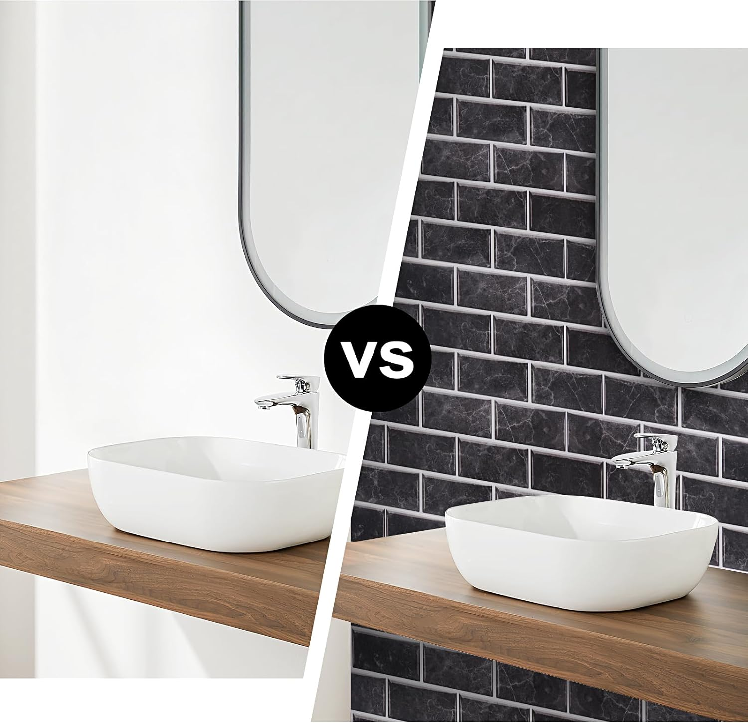 12 PCS Peel and Stick Tiles Kitchen, Stick on Kitchen Tiles, Tiles Self Adhesive, Tile Stickers for Kitchens, Bathrooms, Wall Art and Interior Decoration(Black) image number 6