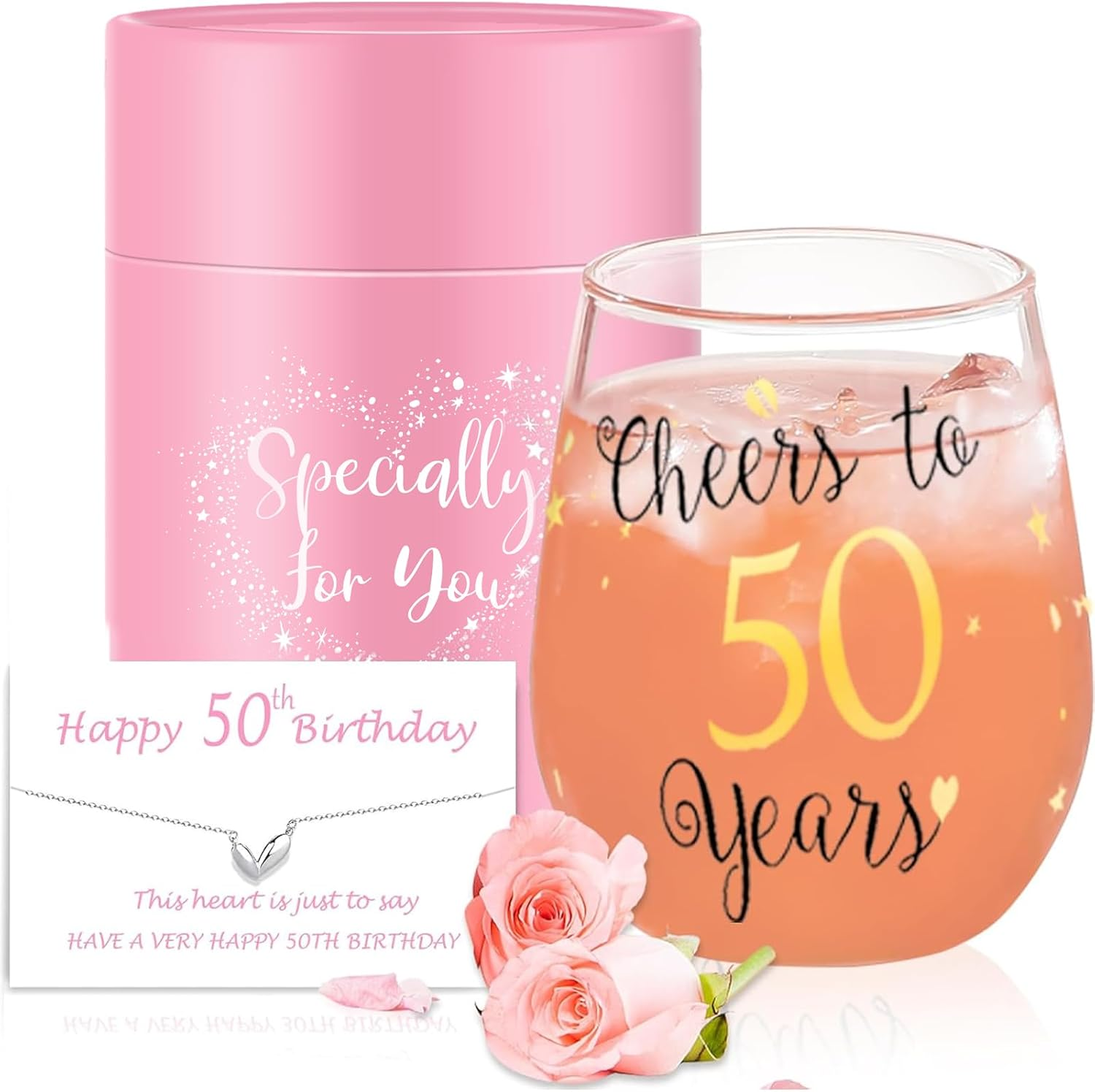 Golden Stemless Wine Glasses Cheers to 50Th Birthday Gifts for Men Women 50Th Birthday,Party,Wedding,Anniversary Party Decorations (50 Years)