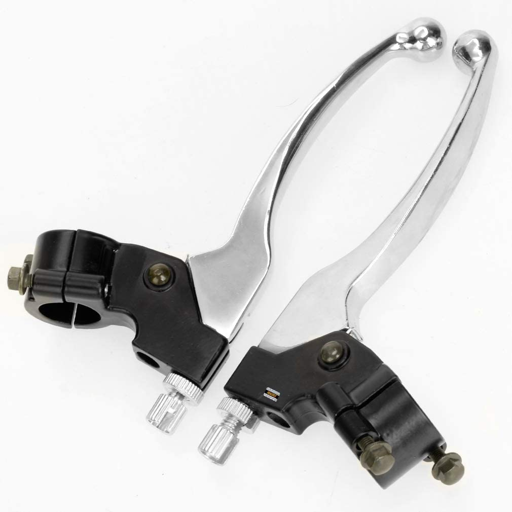 HIAORS Silver Left Right 7/8" 22Mm Clutch Brake Handle Levers Perch for XR80 XR100 CRF70 CRF70F CRF80 CRF100 Xr200R CRF450R XR100 XR250 Xtreme 125Cc Chinese 110Cc Pit Dirt Motor Bike Motocross image number 2