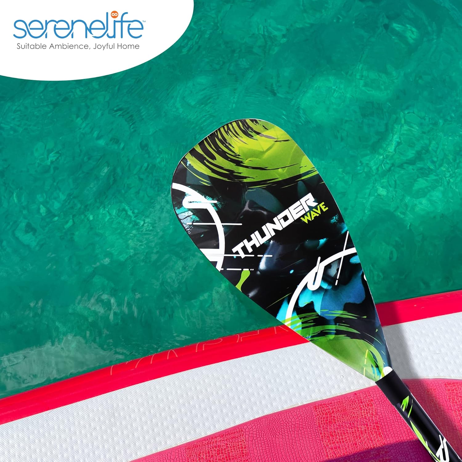 Serenelife SUP Paddle, Adjustable Paddle for Kayak, Free-Flow Inflatable SUP Stand up Water Paddleboard - Green image number 4