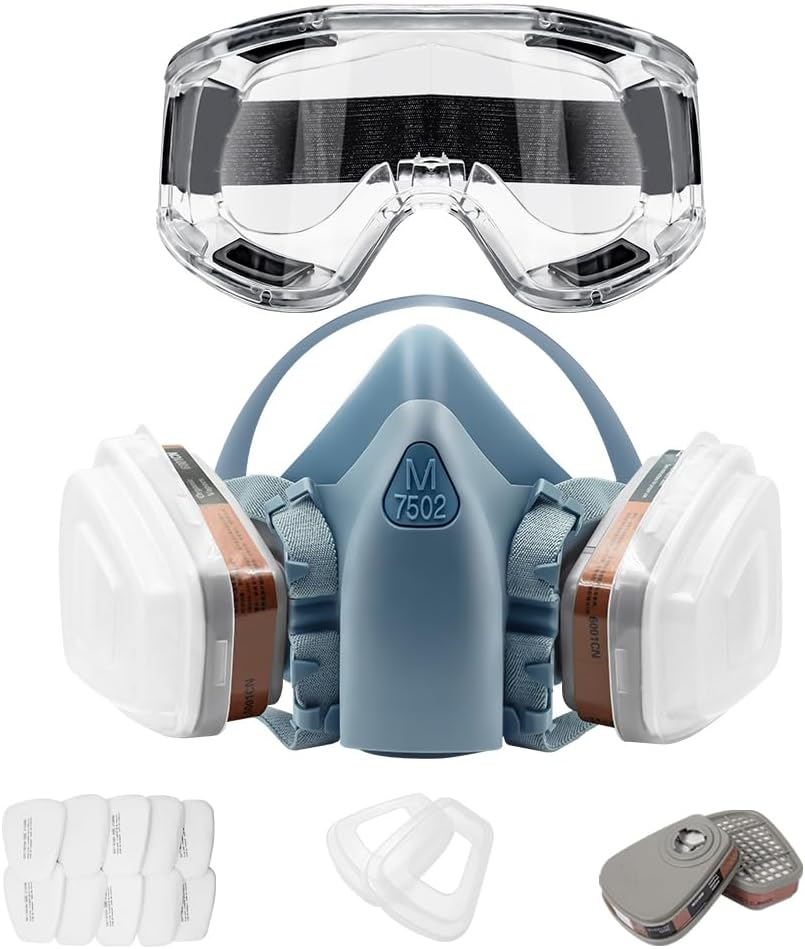 Half Face Respirator Mask Set, Reusable, for Sanding, Cutting, Painting, Woodworking, Polishing, Welding, Spraying