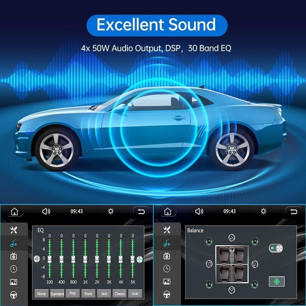 7" Wireless Double 2 Din Car Stereo Apple Carplay Radio Screen for Car Audio Receivers, Bluetooth Car Play Android Auto Touchscreen Head Unit,Rca Outputs, Backup Camera, SWC, FM/AM image number 6