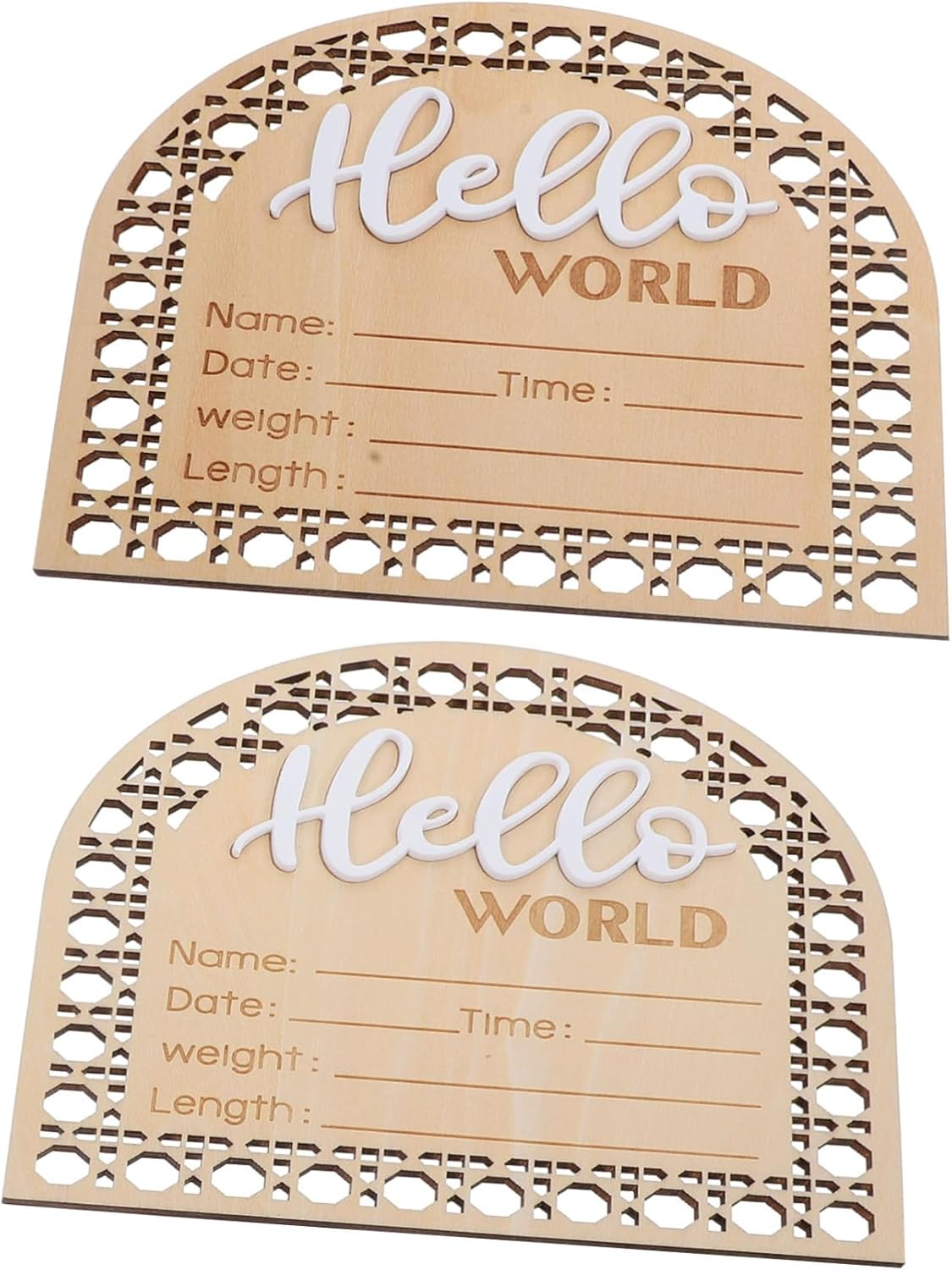 YARNOW Wooden Baby Announcement Sign 2Pcs Newborn Birth Announcement Nursery Name Signs for Baby Shower Hospital Photo Props image number 4
