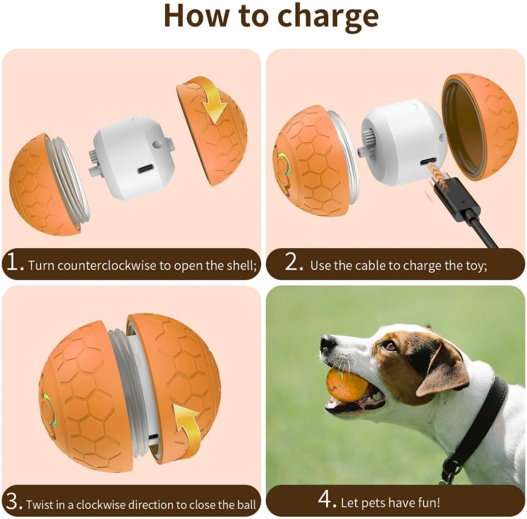 Interactive Dog Ball Toys, Active Rolling Ball for Indoor Dogs Cats with Motion Activated USB Rechargeable, Moving Bouncing Ball Pet Puzzle Toy (Pink) - Light Blue image number 4