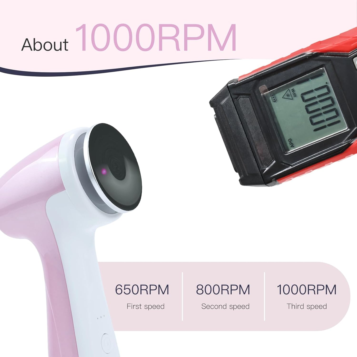 Aprelm Rechargeable Electric Foot Callus Remover with 3-Sizes 120Pcs Sandpaper Discs, Professional 1000RPM 3-Speed Control Electric Foot File (Pink) image number 4