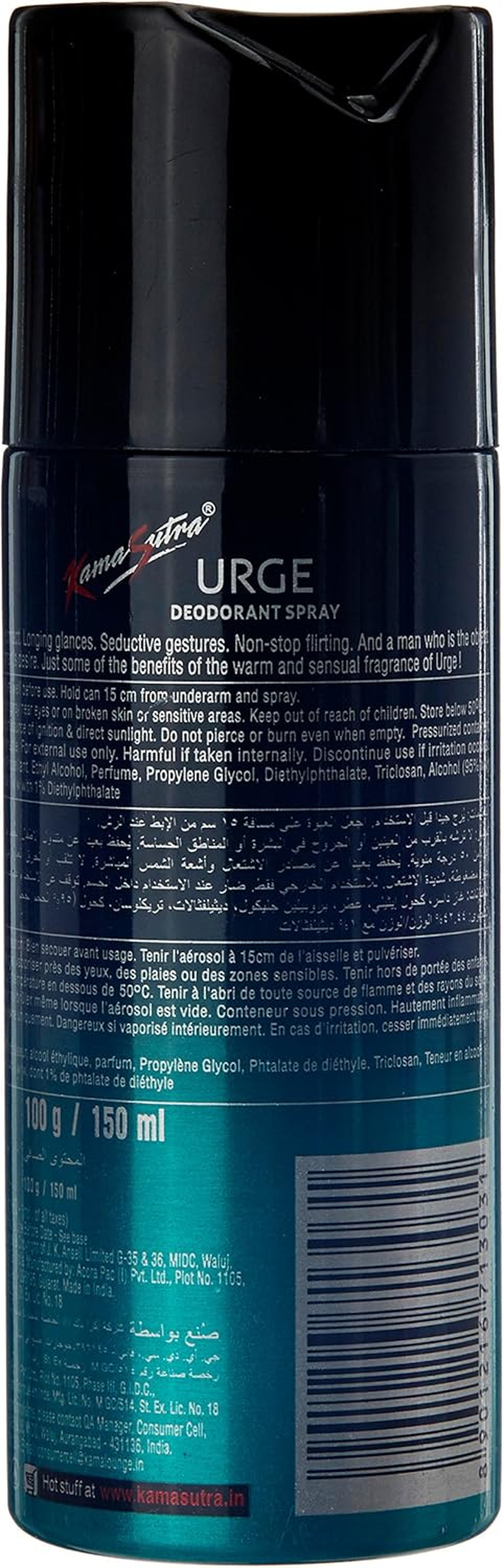 Kama Sutra Ks Spark with Urge Combo Deo Spray for Men, 150Ml + 150Ml image number 2