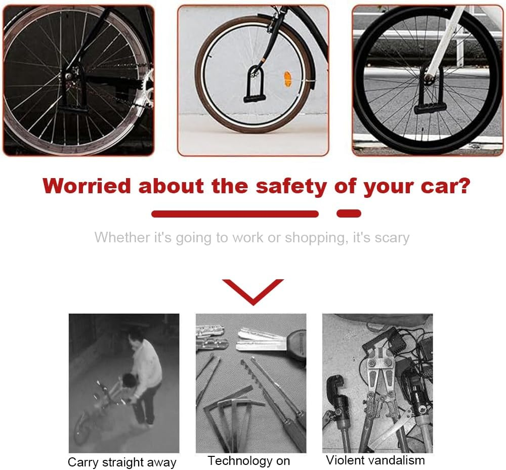 U Lock Bike, U-Lock Waterproof Anti-Theft Mountain Bike Anti-Hydraulic Shear Road Bicycle Motorcycle Lock Padlock, Bike U Lock for Bicycle, Motorcycle with Sturdy Mounting Bracket image number 3