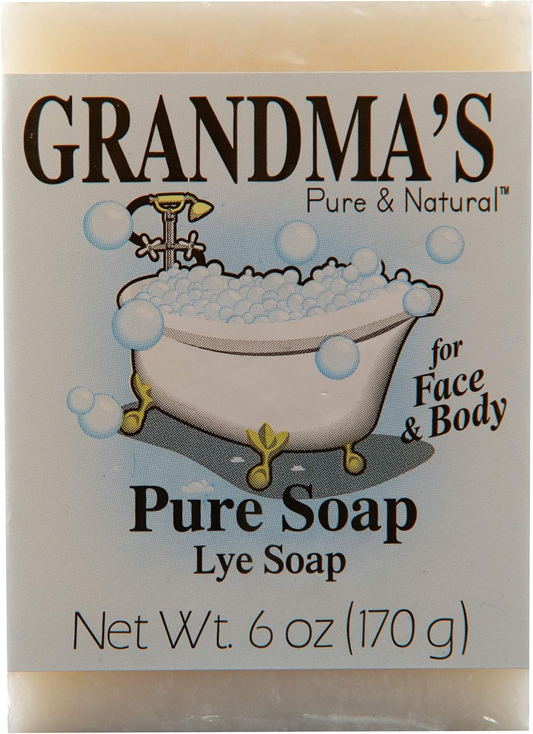 Grandma'S Pure Lye Soap Bar - Unscented Face & Body Wash Cleans with No Detergens, Dyes & Fragrances - 6 Ounce (Pack of 1) - 60018
