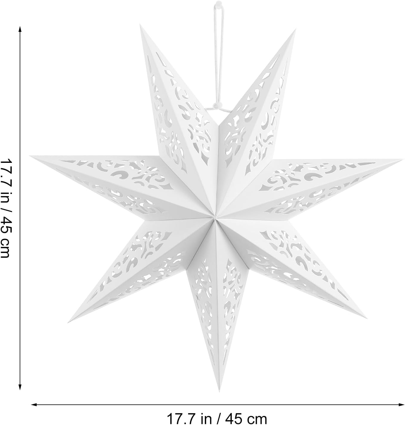 Zerodeko Star Shaped Paper Lampshade, 17. 71 Inch White Hollow Out Decorative Cover Paper Star Lantern for Bedroom, Party, Festival, and Holiday Decor image number 4