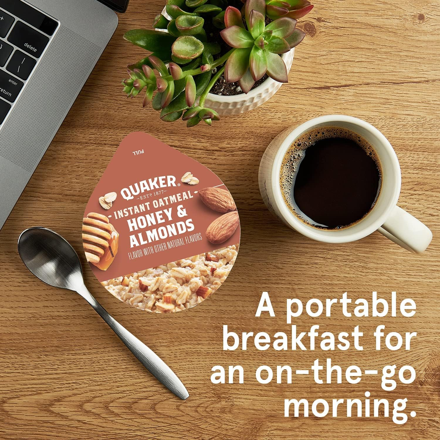 Quaker Instant Oatmeal Instant Oats Express Cups, Honey & Almonds, Breakfast Cereal, Individual Cups, 1.76 Oz Cups (Pack of 12) image number 6