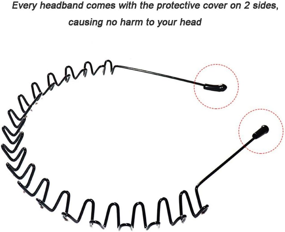 Wantgor 6 Pieces Metal Headbands for Women Men, Fashion Unisex Black Hairband Sports Headwear Hair Hoop Hair Accessories for Home, Outdoor (Black, 6 Pack) image number 6