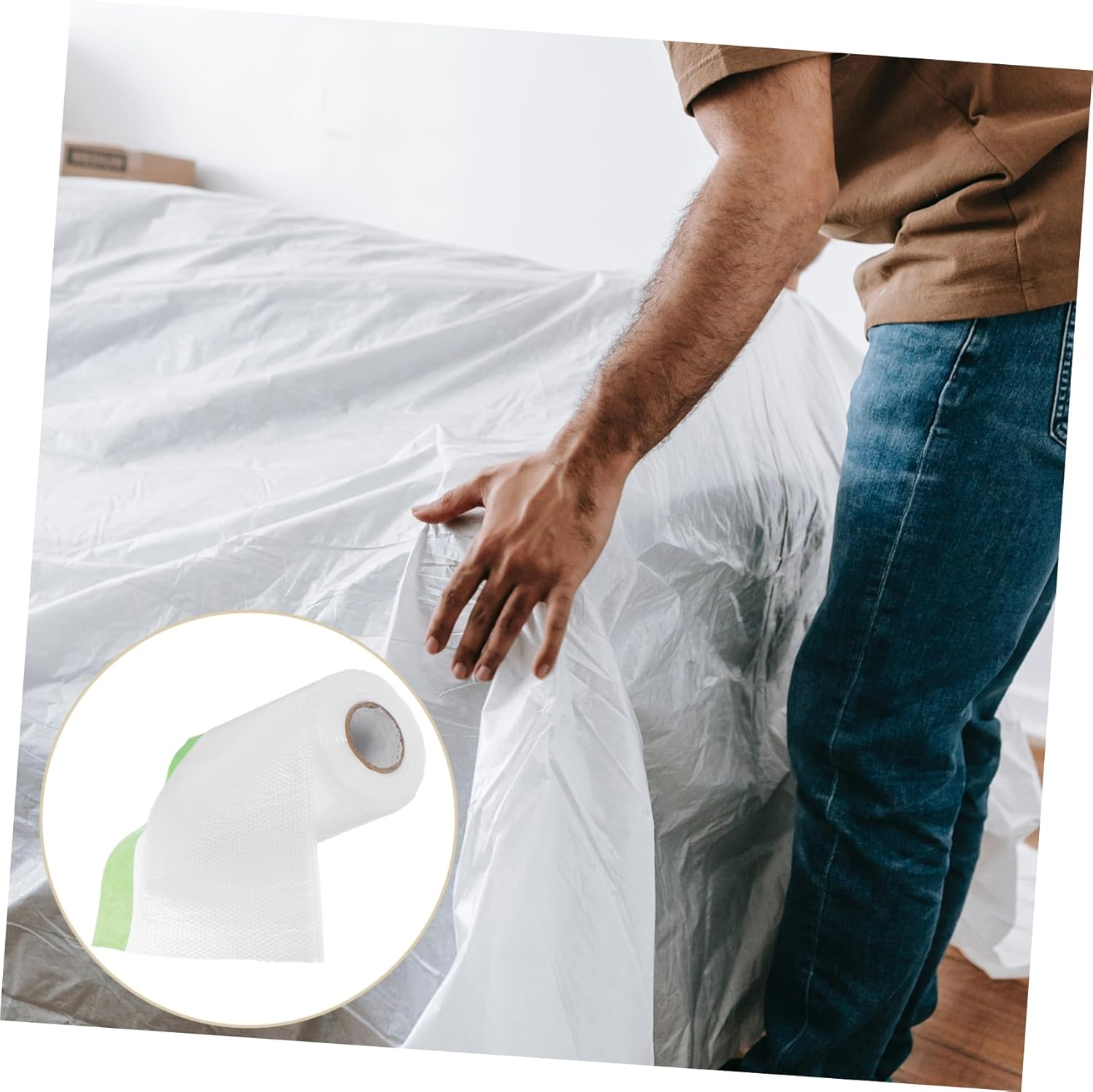 ULTECHNOVO Wall Masking Film Painters Masking Film Automotive Paint Low Tack Adhesive for Furniture Japanese Paper