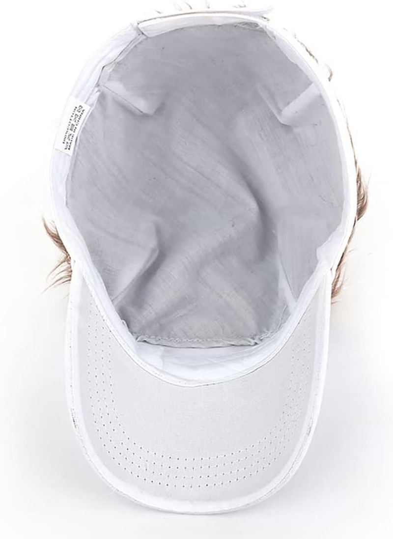 Malaxlx Mens Sun Visors Hat with Fake Spiked Hair Novelty Wig Adjustable Baseball Cap Golf Hat image number 3